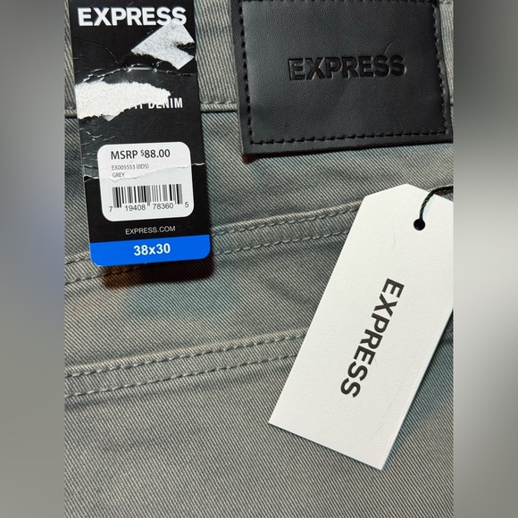 Men's Express Slim Fit Gray Denim Jeans - Picture 9 of 12